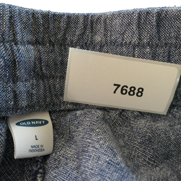 Old Navy Pants Womens L Blue Linen Blend Pull On Pockets Lightweight 34x 27 - Picture 11 of 11